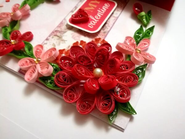 Valentine Red Quilled Mini Scrapbook Greeting Card image
