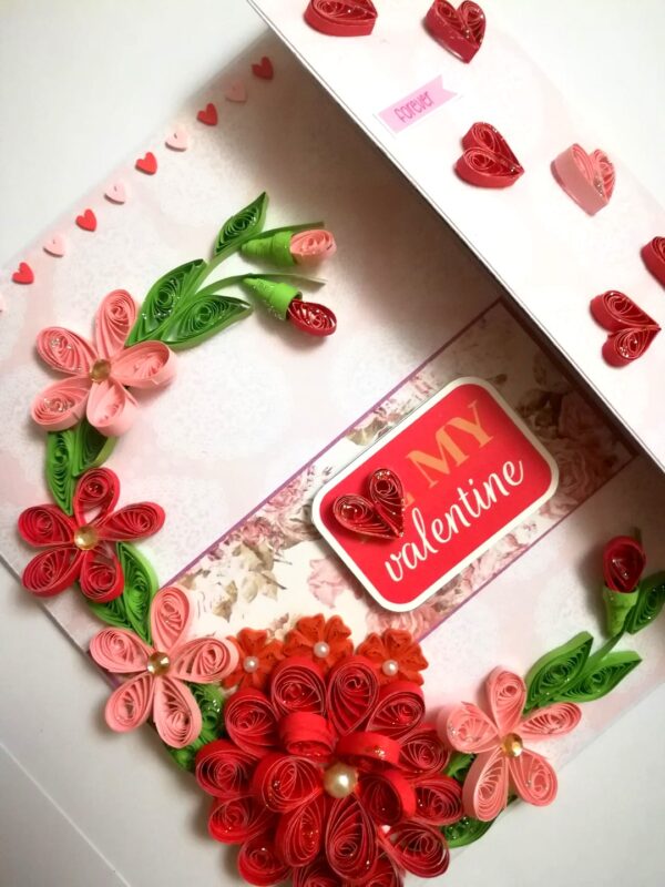 Valentine Red Quilled Mini Scrapbook Greeting Card image
