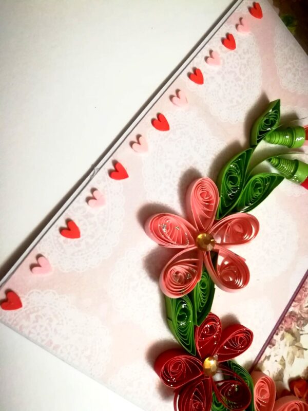 Valentine Red Quilled Mini Scrapbook Greeting Card image