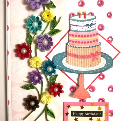 Sparkling Quilled Flowers Birthday Card image