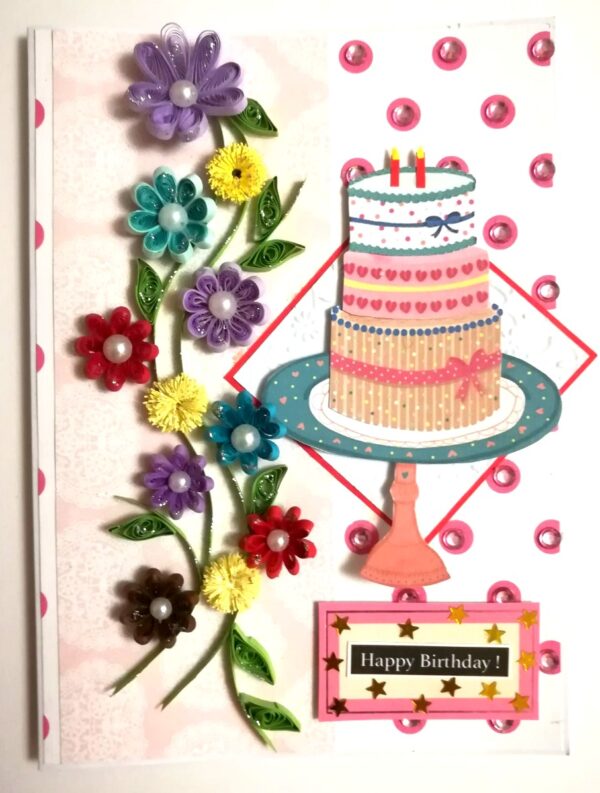 Sparkling Quilled Flowers Birthday Card image
