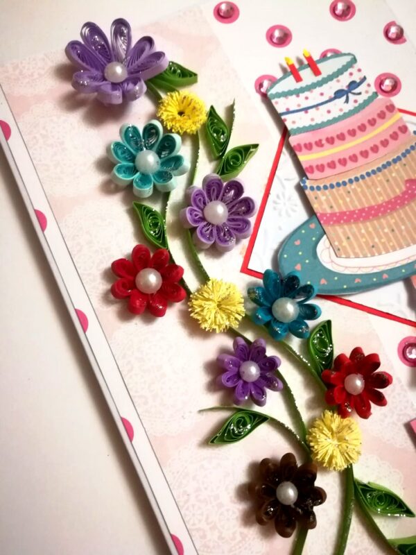 Sparkling Quilled Flowers Birthday Card image