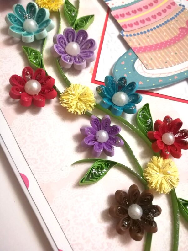 Sparkling Quilled Flowers Birthday Card image