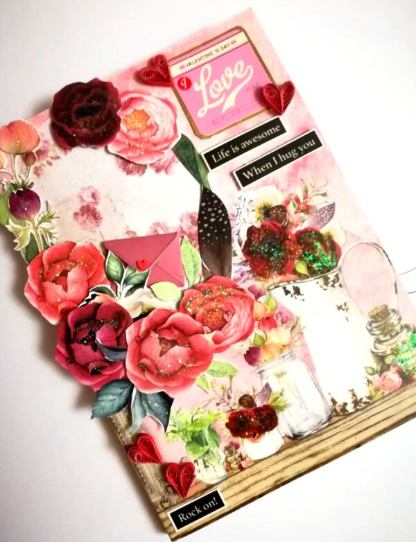 Sparkling Valentine Mini Scrapbook Greeting Card -D3 image