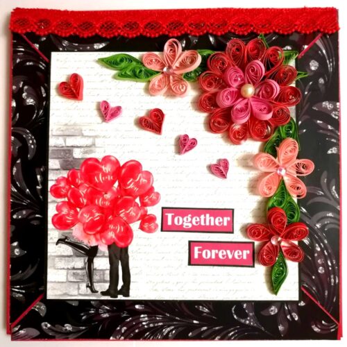 Love and Anniversary Envelope fold Mini scrapbook card - D1 image