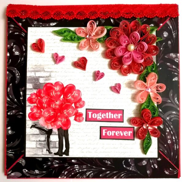 Love and Anniversary Envelope fold Mini scrapbook card - D1 image