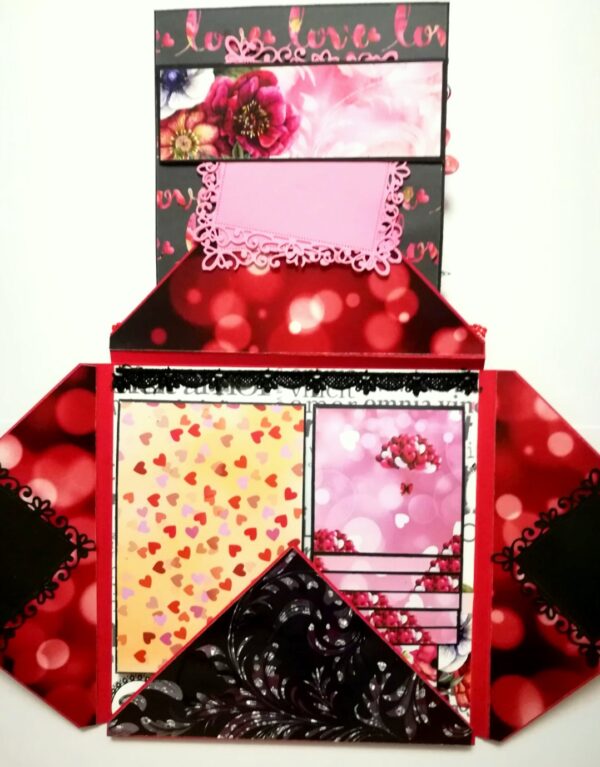 Love and Anniversary Envelope fold Mini scrapbook card - D1 image