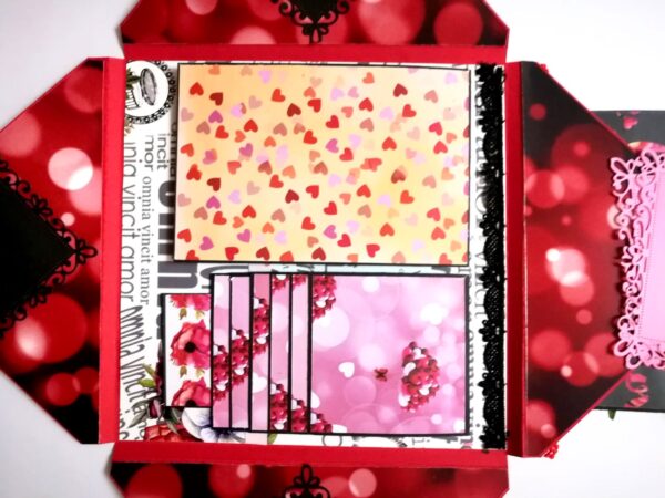Love and Anniversary Envelope fold Mini scrapbook card - D1 image