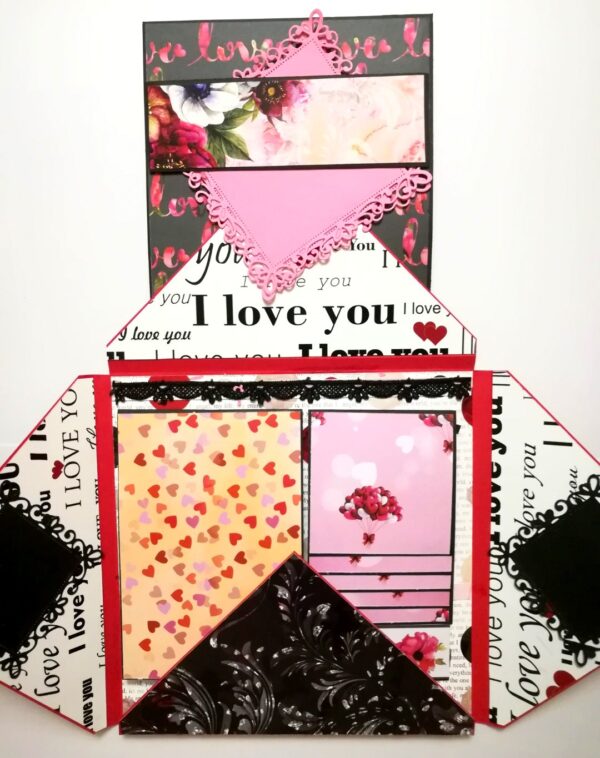 Love and Anniversary Envelope fold Mini scrapbook card - D2 image
