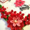 Red Quilled Flowers Valentine Greeting Card -D1 image