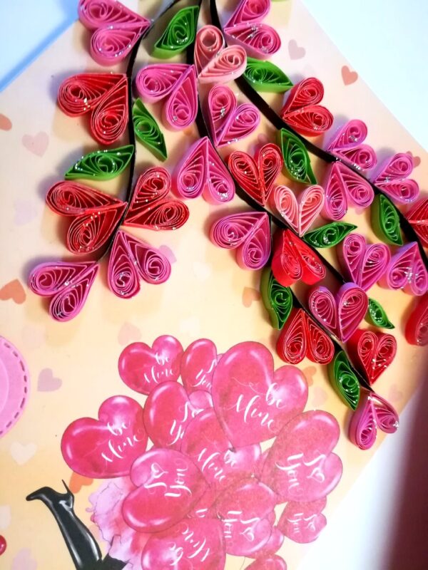 Quilled Hearts Tree With Love Couple Greeting Card - D1 image