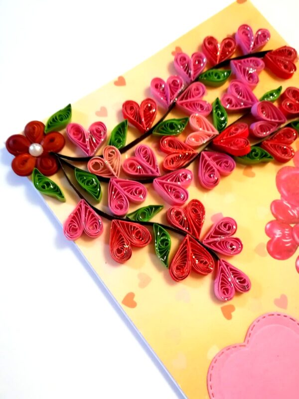 Quilled Hearts Tree With Love Couple Greeting Card - D1 image