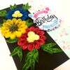 Sparkling Quilled Flowers Birthday Greeting Card -D6 image