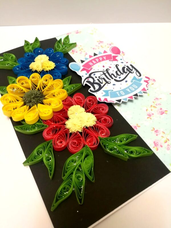 Sparkling Quilled Flowers Birthday Greeting Card -D6 image