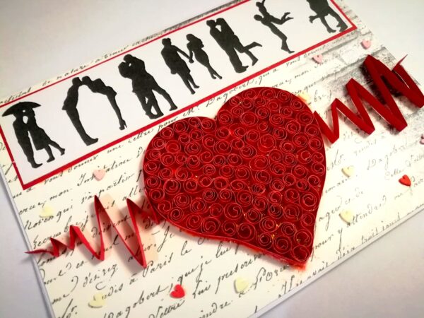 Quilled Heart Beat Love Greeting Card -D1 image