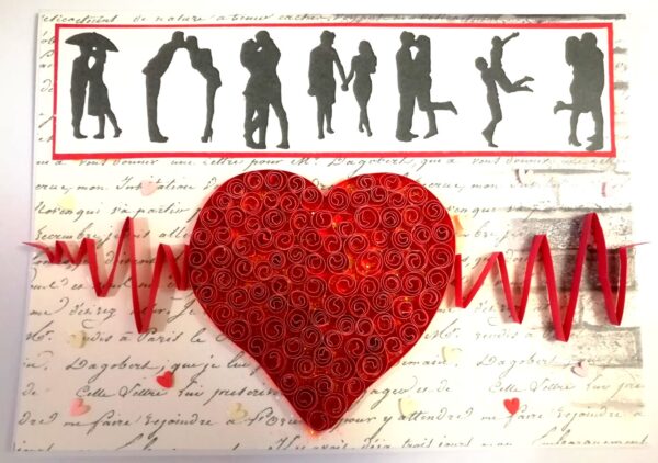 Quilled Heart Beat Love Greeting Card -D1 image