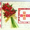 Red Quilled Flower Bouquet Greeting Card - D1 image Red Quilled Flower Bouquet Greeting Card - D1 image