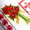 Red Quilled Flower Bouquet Greeting Card - D1 image Red Quilled Flower Bouquet Greeting Card - D1 image