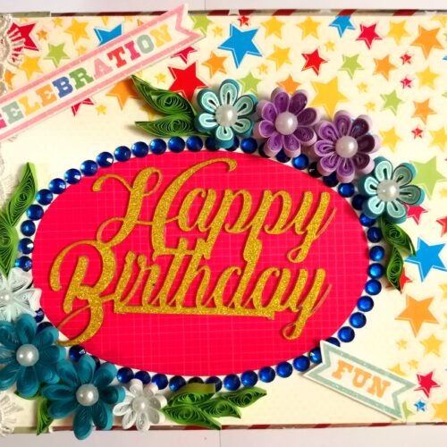 Happy Birthday Handmade Sparkling Scrapbook -D1 image