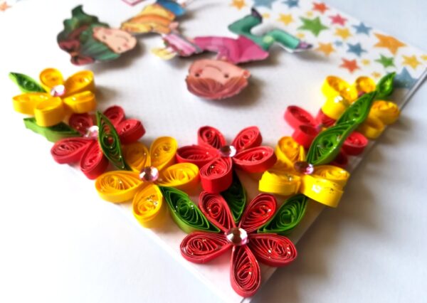 Quilled Corner Flowers Birthday Greeting card - BIR1 image