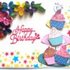 Quilled Corner Flowers Birthday Greeting card - BIR2 image