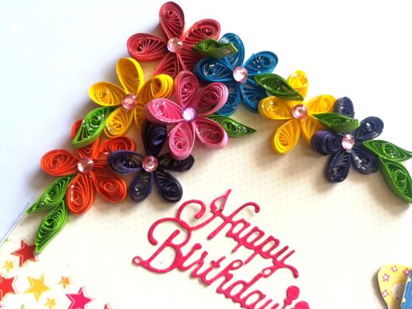 Quilled Corner Flowers Birthday Greeting card - BIR2 image
