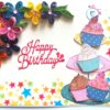 Quilled Corner Flowers Birthday Greeting card - BIR2 image