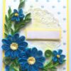Blue Quilled Flowers Greeting card - D4 image