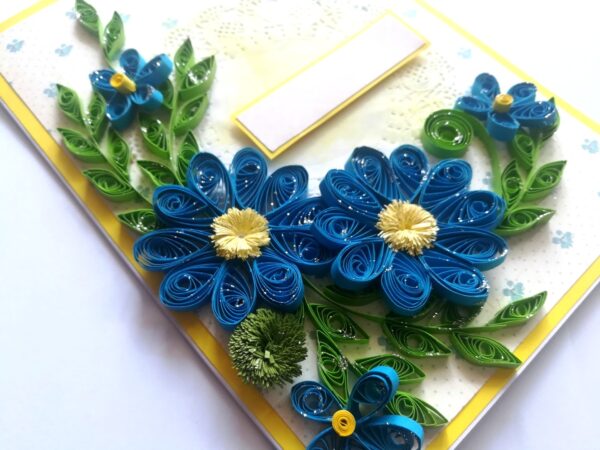 Blue Quilled Flowers Greeting card - D4 image