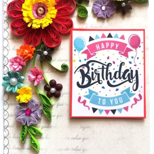 Quilled Corner Birthday Greeting Card - QMD1 image