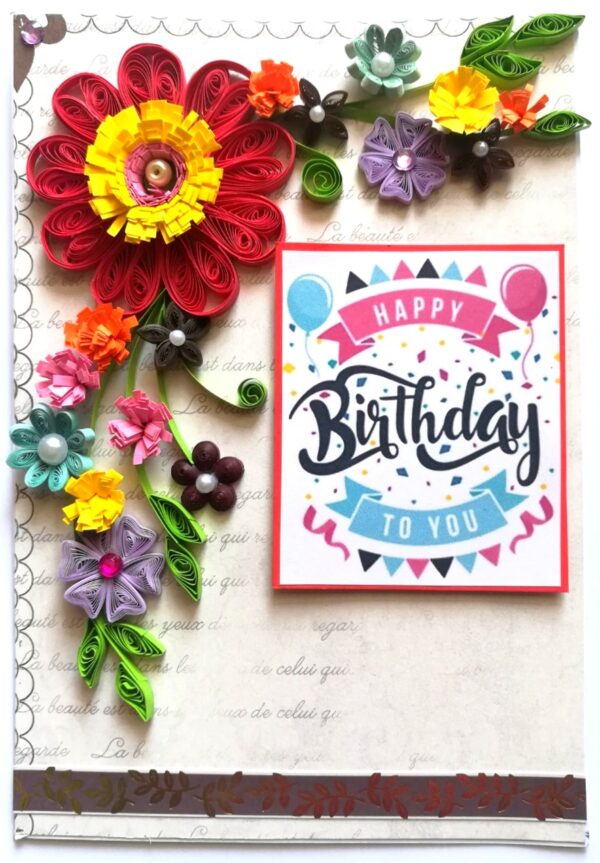 Quilled Corner Birthday Greeting Card - QMD1 image