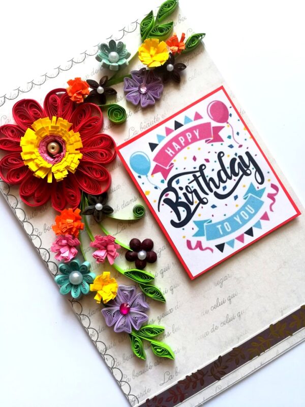 Quilled Corner Birthday Greeting Card - QMD1 image