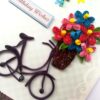 Quilled Cycle With Flowers Birthday Greeting Card image