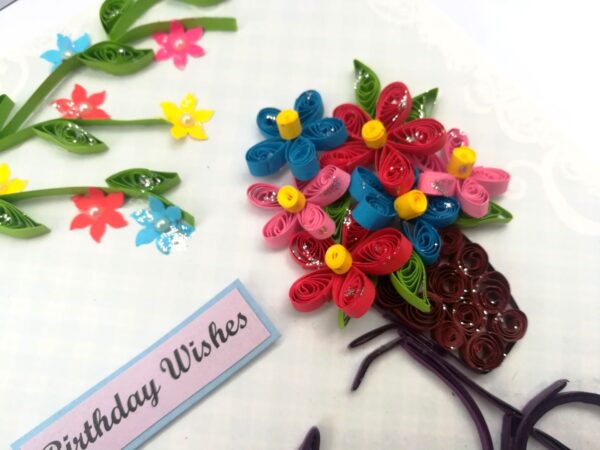 Quilled Cycle With Flowers Birthday Greeting Card image
