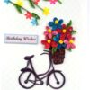 Quilled Cycle With Flowers Birthday Greeting Card image