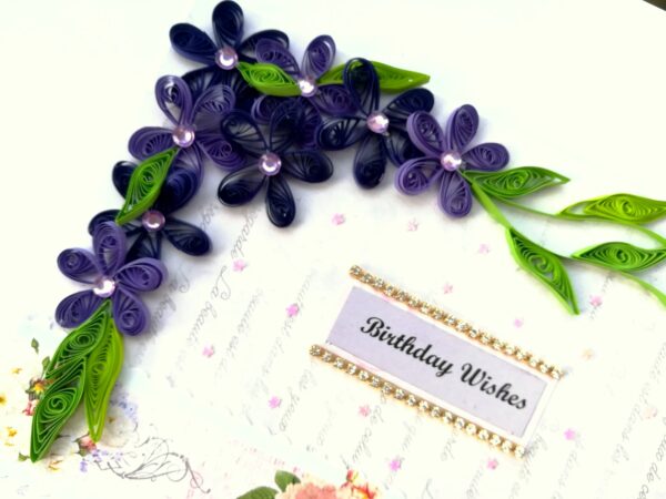 Purple Quilled Flowers Birthday Greeting card image Purple Quilled Flowers Birthday Greeting card image
