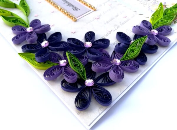 Purple Quilled Flowers Birthday Greeting card image Purple Quilled Flowers Birthday Greeting card image