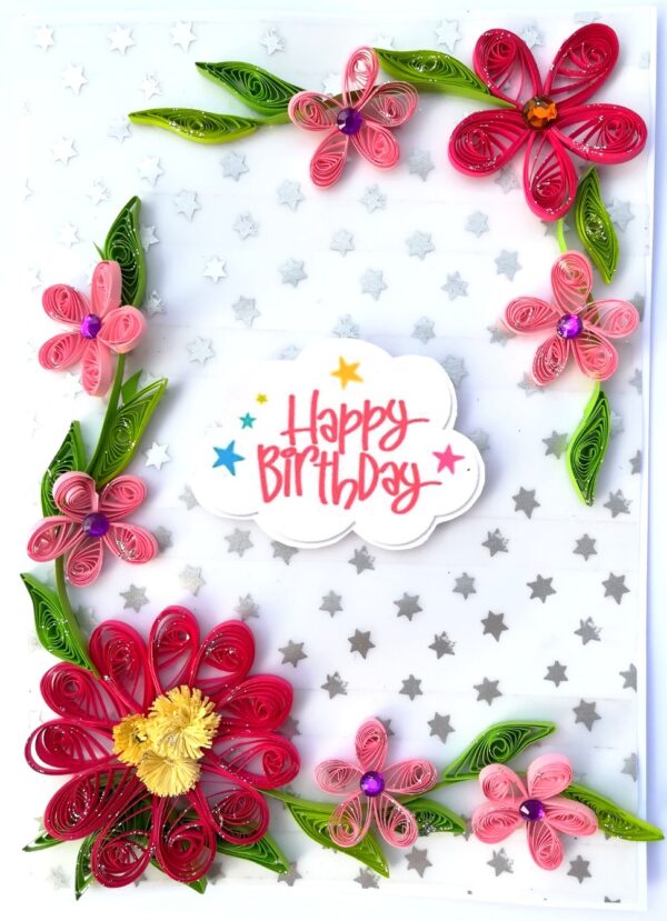 Sparkling Pink Quilled Birthday Card - PINKD1 image