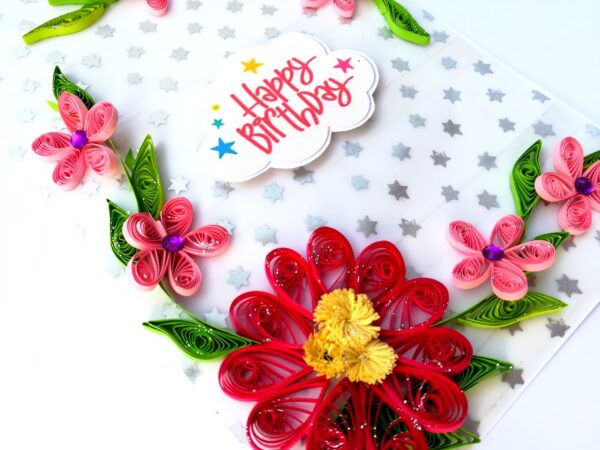 Sparkling Pink Quilled Birthday Card - PINKD1 image
