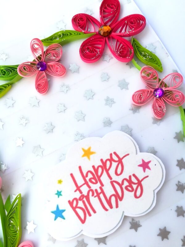 Sparkling Pink Quilled Birthday Card - PINKD1 image