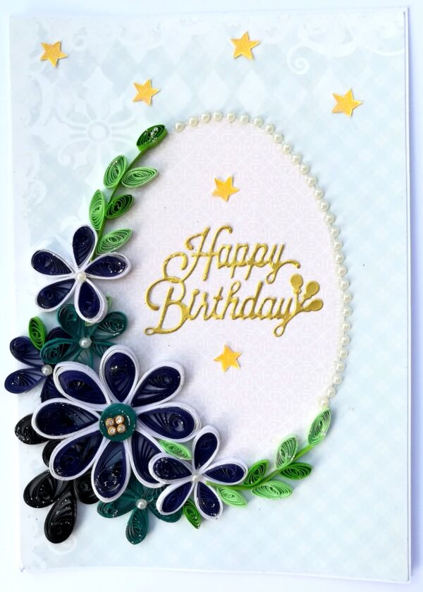 Blue Quilled Flowers Birthday Greeting card image Blue Quilled Flowers Birthday Greeting card image