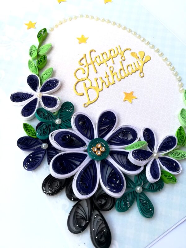 Blue Quilled Flowers Birthday Greeting card image Blue Quilled Flowers Birthday Greeting card image