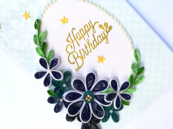 Blue Quilled Flowers Birthday Greeting card image Blue Quilled Flowers Birthday Greeting card image
