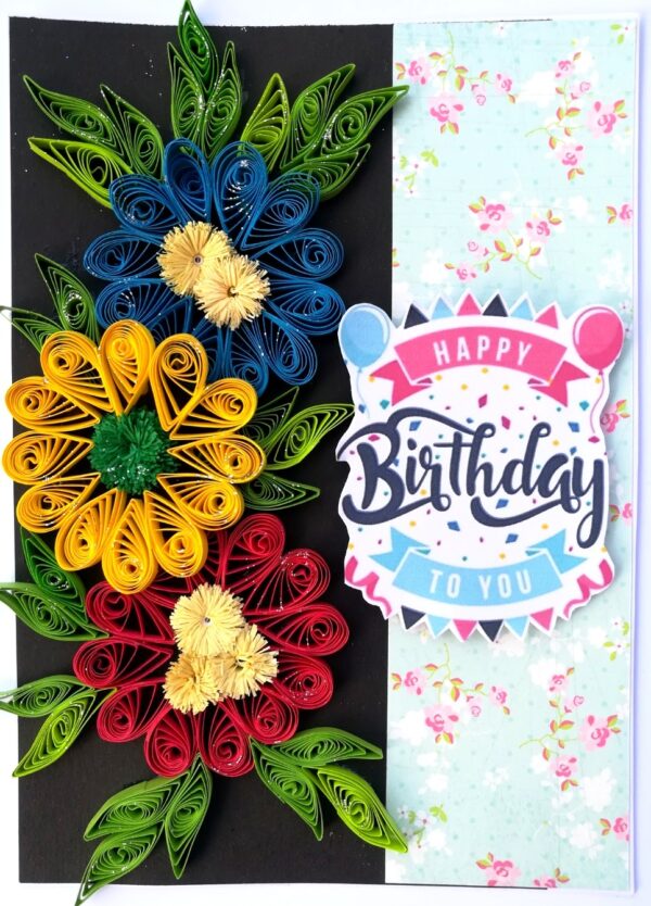 Sparkling Multicolor Quilled Birthday Card image Sparkling Multicolor Quilled Birthday Card image