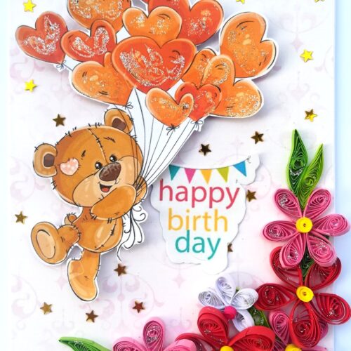 Teddy with Balloons Greeting Card - D3 image