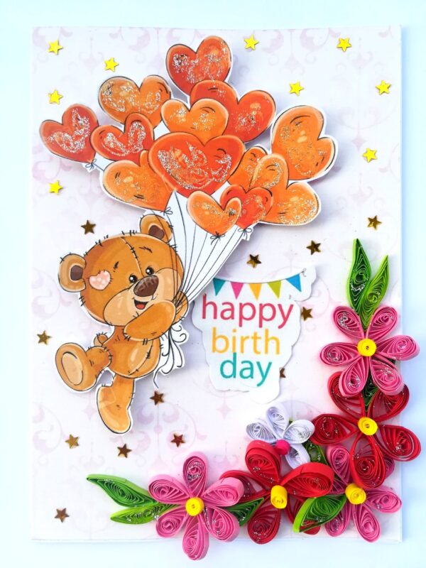 Teddy with Balloons Greeting Card - D3 image