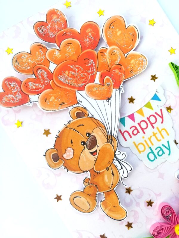 Teddy with Balloons Greeting Card - D3 image