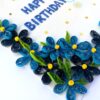 Blue Quilled Corner Flowers Birthday Greeting card -B1 image