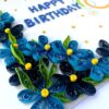 Blue Quilled Corner Flowers Birthday Greeting card -B1 image
