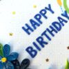 Blue Quilled Corner Flowers Birthday Greeting card -B1 image